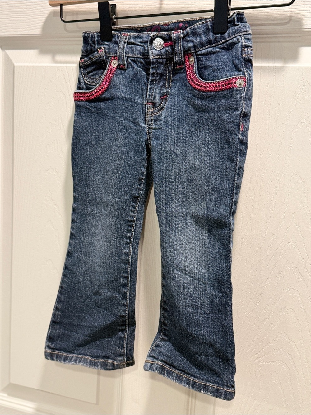 Levi’s Girls 2T Jeans Pink Stitch Embellished Bootcut Denim Toddler Size 2T - Picture 3 of 12